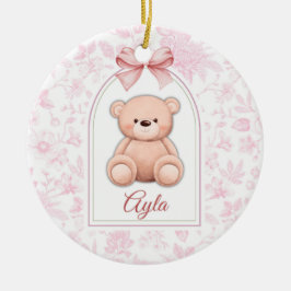 Ornamento De Cerâmica Ayla | Design de Enfermeiro de Urso Rosa Personali