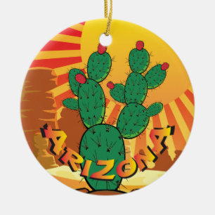 Ornamento De Cerâmica AZ Arizona de Natal Pickly Par cactus