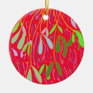 Ornamento De Cerâmica Azevinho Caprichoso, Vermelho