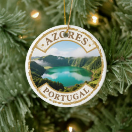 Ornamento De Cerâmica Azores Portugal Travel Badge Ornament – Two-Sided 