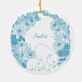 Ornamento De Cerâmica Azul-claro-de-natal de Wombat