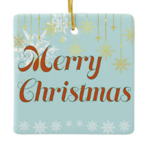Azul claro e Feliz Natal em Dourado