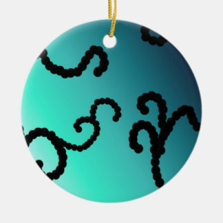 Ornamento De Cerâmica Azul Clássico com Redemoinho de Contas Preto