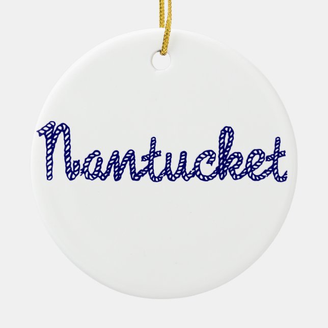 Ornamento De Cerâmica Azul de Nantucket (Frente)