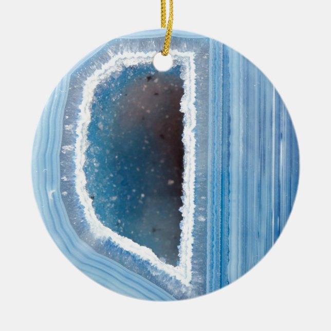 Ornamento De Cerâmica Azul de pó Geode Druzy (Frente)