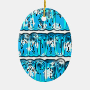 Ornamento De Cerâmica Azul estiloso vintage Zombi Design Hakuna Matata
