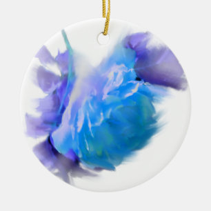 Ornamento De Cerâmica Azul rosa de aquarela azul flor azul floral azul