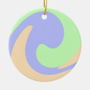 Ornamento De Cerâmica Azul verde mármore fluido boho negrito