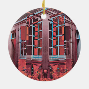 Ornamento De Cerâmica Azul vermelho Copenhaga janelas de reflexão arte d
