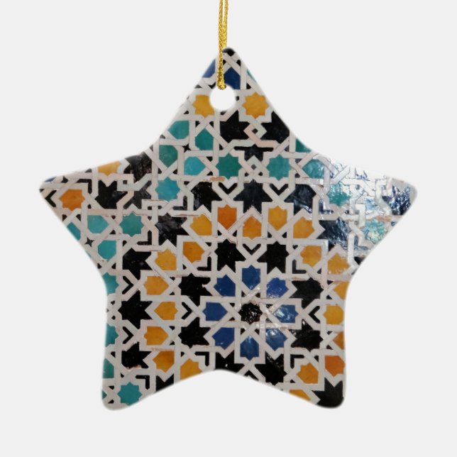 Ornamento De Cerâmica Azulejo #9 da parede de Alhambra (Frente)