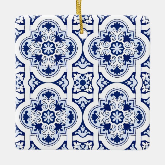 Ornamento De Cerâmica Azulejo azul português (Frente)