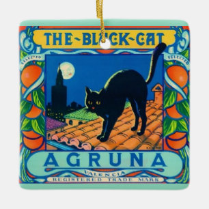 Ornamento De Cerâmica Azulejo de cerâmica Black Cat