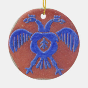 Ornamento De Cerâmica Azulejo Dragão Vintage Dois Cabeçalhos
