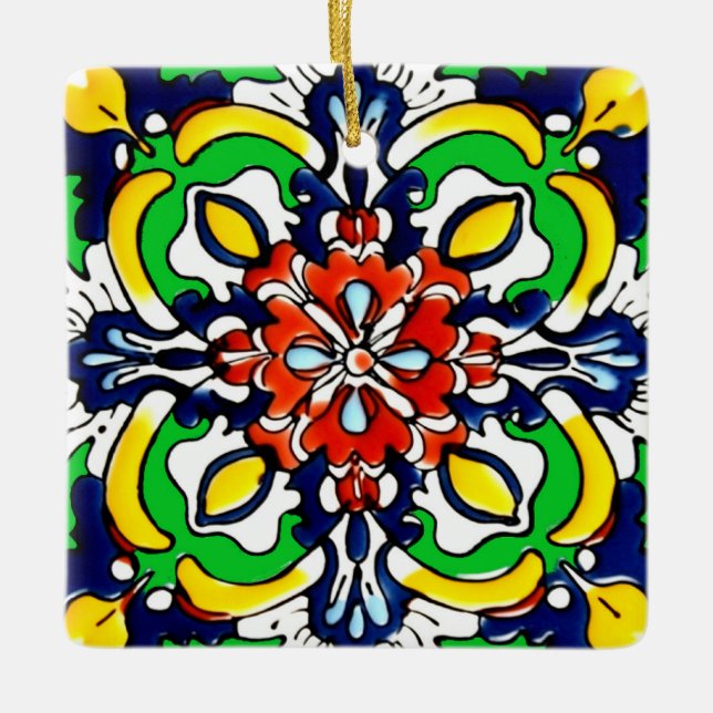 Ornamento De Cerâmica Azulejo mexicano Talavera Terracotta nº 7 (Frente)