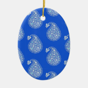 Ornamento De Cerâmica azulejo persa - branco em azul