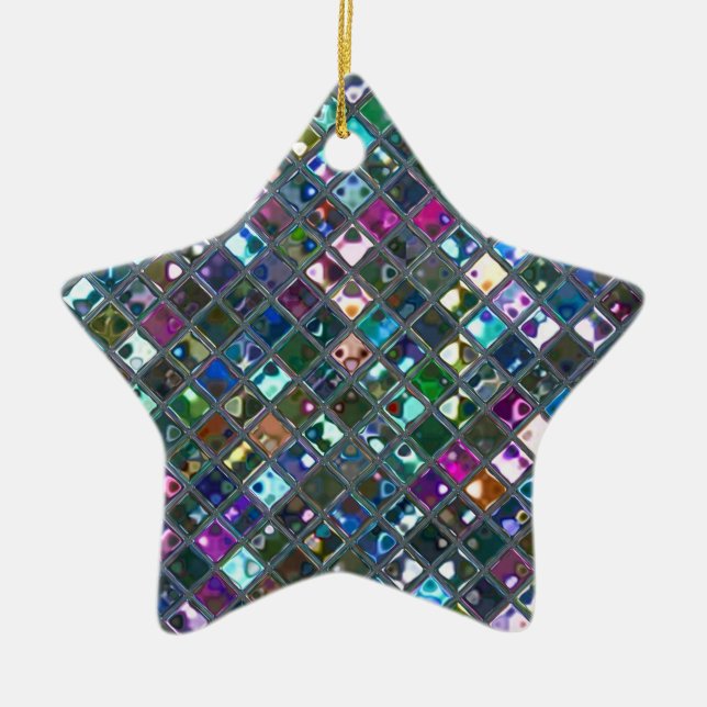 Ornamento De Cerâmica Azulejos de Glitz - estrela de ornamentação de imp (Frente)