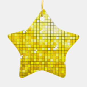Ornamento De Cerâmica Azulejos Disco Estrela Amarela de ornamentação