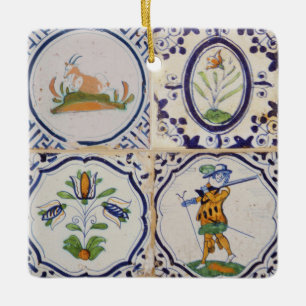 Ornamento De Cerâmica Azulejos Holandeses Antigos Delft do Século XVII a