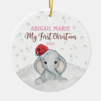 Ornamento De Cerâmica Baby 1rua First Holiday Natal Elephant