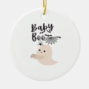 Ornamento De Cerâmica Baby Boo Cute Halloween Impressão Vintage Style