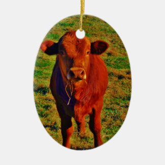 ORNAMENTO DE CERÂMICA BABY BROWN COW EAING