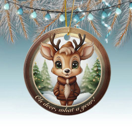 Ornamento De Cerâmica Baby Deer Antlers Animal Character Christmas 🦌🎄