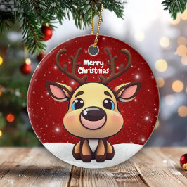 Ornamento De Cerâmica Baby Deer, Fawn, Doe 🦌 🎄Cute Merry Christmas