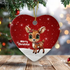 Ornamento De Cerâmica Baby Deer, Fawn, Doe 🦌 🎄Cute Merry Christmas