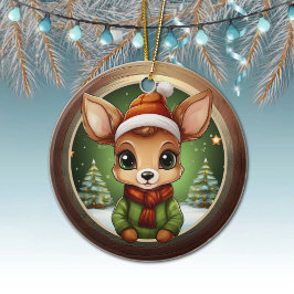 Ornamento De Cerâmica Baby Deer Rustic Doe Character Fawn Xmas Tree 🦌🎄