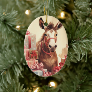 Ornamento De Cerâmica Baby Donkey Family Ornament, Donkey Adquiriu prese
