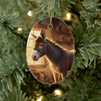 Ornamento De Cerâmica Baby Donkey Family Ornament, Donkey Adquiriu prese