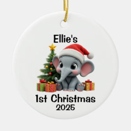 Ornamento De Cerâmica Baby Elephant Christmas