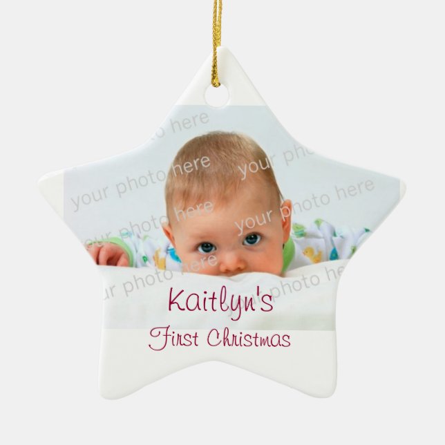 Ornamento De Cerâmica Baby First Christmas Cerâmica Ornament (Frente)