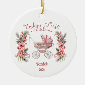 Ornamento De Cerâmica Baby Girl First Christmas Ornament