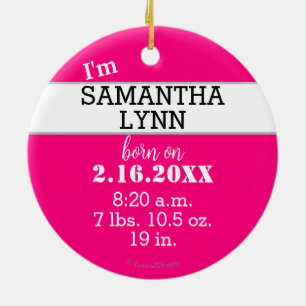 Ornamento De Cerâmica Baby Girl Name Hello to the World Pink Blue