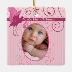 Ornamento De Cerâmica Baby Girl Pink Storey Stats Foto