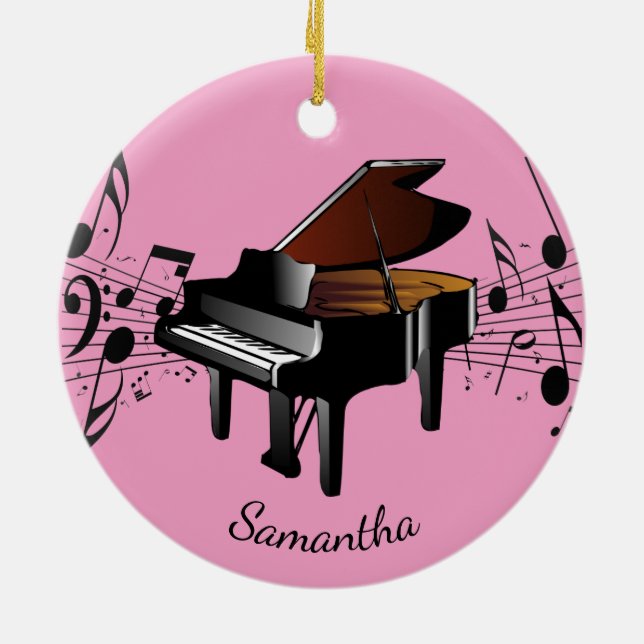 Ornamento De Cerâmica Baby Grand Piano Musical Design Ornament (Traseira)