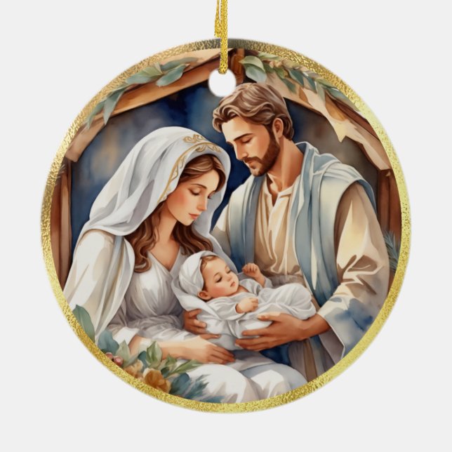 Ornamento De Cerâmica Baby Jesus | Cartão de Férias Natividade (Traseira)