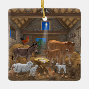 Ornamento De Cerâmica Baby Jesus Manger Santa Noite Natal Natividade