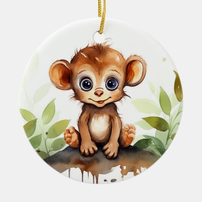Ornamento De Cerâmica Baby Monkey Ornament (Frente)