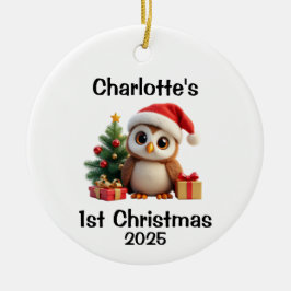 Ornamento De Cerâmica Baby Owl Christmas