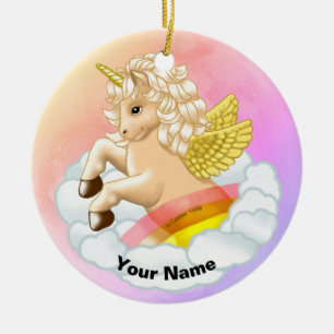 Ornamento De Cerâmica Baby Rainbow Unicorn