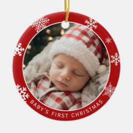 Ornamento De Cerâmica Baby’s First Christmas Double Sided Photo Ornament