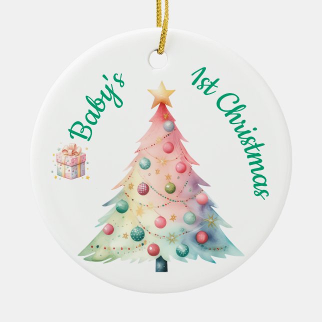 Ornamento De Cerâmica Baby's 1st Ornament (Frente)