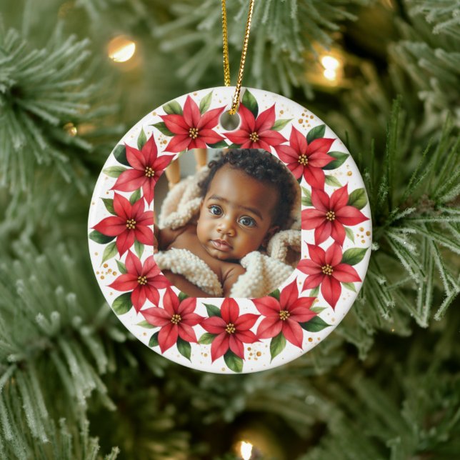 Ornamento De Cerâmica Baby's First Christmas 2025 Poinsettia Wreath  (Árvore)