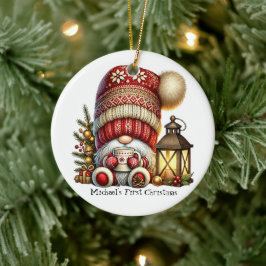 Ornamento De Cerâmica Baby's First Gnome Christmas