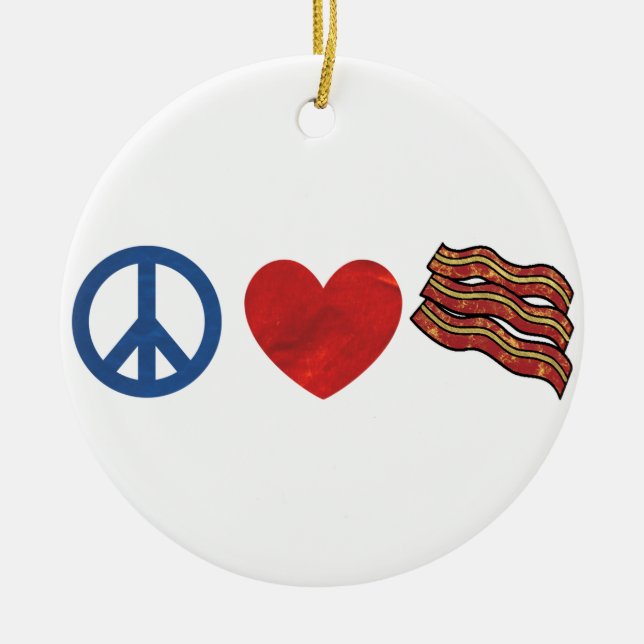 Ornamento De Cerâmica Bacon do amor da paz (Frente)