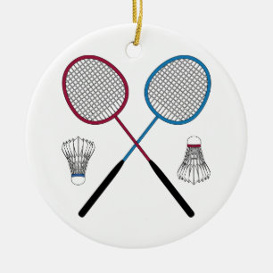 Ornamento De Cerâmica Badminton Rackets Birdies Shuttlecocks