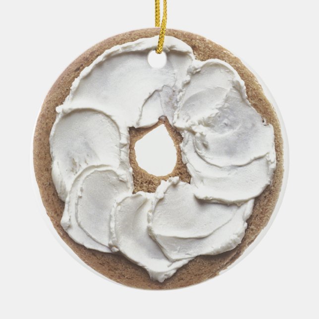 Ornamento De Cerâmica Bagel com queijo creme (Frente)