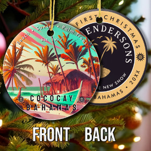 Ornamento De Cerâmica Bahamas CocoCay Retro Viagem Souvenir 1950
